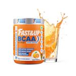 FAST&UP BCAA Orange Flavour Advanced BCAA Supplement with Glutamine, Citrulline, L-Arginine & Taurine - Pre/Post Workout & Intra Workout Supplement Powder for Adults(450gm, 30 Servings)
