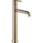 Delta Faucet Trinsic Vessel Sink Faucet, Single Hole Bathroom Faucet, Single Handle Bathroom Sink Faucet Gold, Waterfall Faucet, Diamond Seal Technology, Champagne Bronze 759-CZ-DST