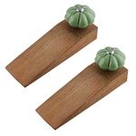 S. K. Art Handcrafted Ceramic and Wooden Pack of 2 Melon Green Home Office Door Stop Stoppers Block Wedge Doorstops (5 Inches)