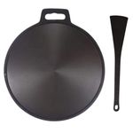 MUD N POT Pre Seasoned cast iorn Dosa Tawa/with Iron Spatula | Roti Pan | 11Iinch / 28 cm Single Handle | Smooth Finish Naturally Seasoned by Veg Oil| Non Stick by Nature