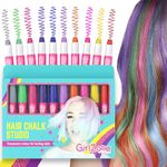 girlzone Hair Chalk and Face Paint For Girls 10 Colorful Pens Face 10 Metallic, Glitter and Color Pens For All Hair Colors 80 Uses Per Pen Fun Hair Accessories