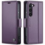 QLTYPRI Wallet Case for Samsung Galaxy S24, Premium PU Leather Magnetic Flip Folio Case with RFID Blocking Credit Card Slots Kickstand Shockproof Protective Phone Case Cover for Samsung S24 – Purple