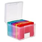 MATANA - 2 5"x7" Multicoloured Storage Box Photo & Crafts Organiser Including 6 Cases & Labels - For 600 Family Photos, Stationary, Arts, Toys, Seeds & More (Multicolour, 2 Pack)