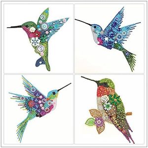 4 Pack Special Crystal Diamond Art Painting Kits Hummingbirds, Easy DIY Diamond Art Crafts, Home Decor 12x12 Inch