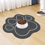 Dog Cat Food Mat: Pet Water Bowl Mat Cat Feeding Mat Water Dispenser Mat Absorbent No Stains Quick Dry (Paw-Dark Grey, S: 12 x 19 inch)