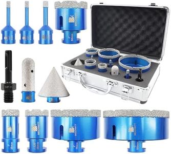 BRSCHNITT Diamond Core Drill Bit Set - 6/6/8/25/35/50/75/100mm Tile Hole Saw Kit for Porcelain Tile Ceramic Marble Granite Drilling&Chamfer Finger Bit&Adapter