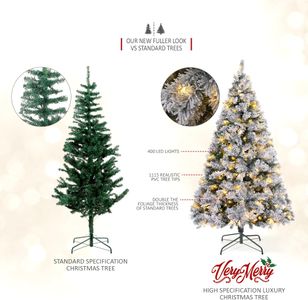 VeryMerry 7FT Pre-Lit Snowy Christmas Tree – Artificial Holiday Decor