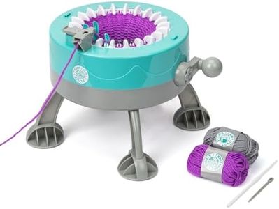 Knitting Circle Station for Kids | Kids Craft Kit for Beginners, Small Knitting Machine, Knit Gloves Hats and Scarves with Two Coloured Yarns