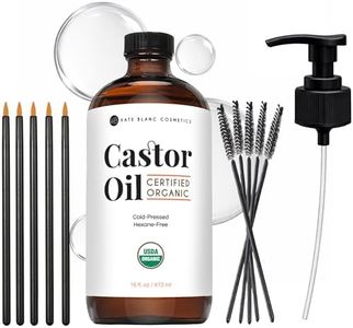 Kate Blanc Cosmetics Castor Oil Organic for Hair, Skin & Face (16oz) 100% Pure Cold Pressed Hexane Free | Unrefined Castor Oil for Eyelashes & Eyebrows in Glass Bottle