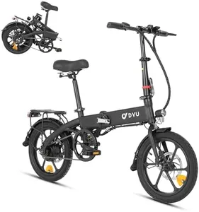 DYU 16 Inch Folding Electric Bike for Adults Teens, Commuter City E-Bike with 250W Motor and 36V 7.8Ah Battery,Height Adjustable, Battery Indicator,Compact Portable