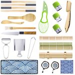 ARTTHOME. DIY Sushi Making Kit for Beginners and Culinarian - Complete Easy-To-Use 22 Pieces Sushi Maker Kit with Sushi Roller Bamboo Mat Bazooka Mold Chopsticks Slicer Spreader Knife Dipping Plate