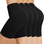 SIHOHAN 4 Pack Women Anti Chafing Shorts Smooth Under Dress Shorts Comfy Seamless Chub Rub Shorts for Yoga(4 Pack Black, M)