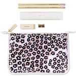 Kate Spade New York Double Layer Pencil Pouch, Includes 2 Pencils, Sharpener, Eraser, & Ruler, Flair Flora