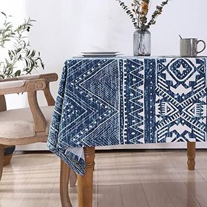 Anaado Blue Table Cloth for Dining Table, Morocco Cotton Tablecloths Cover for Dinning, Parties, Christmas Decorations, Kitchen (55x102)