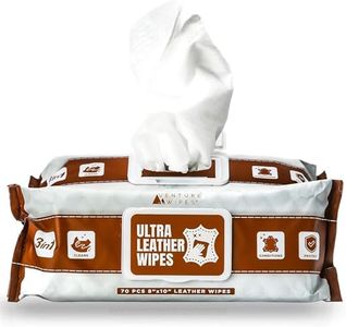 Venture Wipes | Leather Cleaner Wipes, 70 Count | Clean, Condition & Protect Furniture, Apparel, Auto Car Interior, Shoes, Boots, Bags | Extra Large 8" x 10" Size | 70 Count