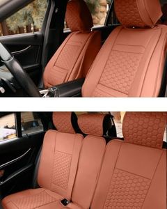 Owleys Eco-Leather Car Seat Cover – Luxury Universal Driver Seat Protector for Cars, SUVs, Trucks (Brown Front Back)