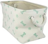 Bone Dry DII Small Rectangle Pet Toy and Accessory Storage Bin, 14x8x9", Collapsible Organizer Storage Basket for Home Décor, Pet Toy, Blankets, Leashes and Food-Mint Bone