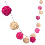 Gardeningwill 3M 30LED Pink White Battery Operated Rattan Ball LED String Fairy Light