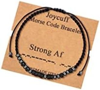 JoycuFF Inspirational Gifts for Best Friends Morse Code Bracelet for Women Unique Jewelry for Mom Dad Daughter Son Sister Aunt Grandma Encouragement Adjustable Wrap Bracelets Funny Handmade, no gemstone