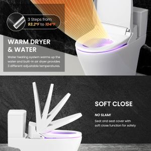 VOVO Electronic Smart Bidet Toilet Seat – Heated, Dryer, LED, Round