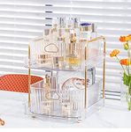 House of Quirk Polyethylene Terephthalate Luxury 2 Tier Multi Layer Cosmetics Storage Box Display Box, Cosmetic Storage Box For Multifunction Bathtoom Cosmetic Storage Tray - White