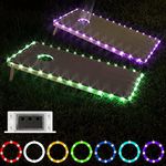 【Sensor Version】LED Cornhole Lights, Score Sensing Reactive Lights, Light Up Action LED Cornhole Board Edge and Ring Lights, 7 Color Change, a Cool Addition for Playing Cornhole game at night,2 set