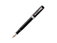 Parker Duofold Centennial Fountain Pen | Classic Black with Palladium Trim | Fine Solid Gold Nib | Black Ink and Convertor | Premium Gift Box