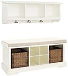 Crosley Brennan 2 Piece Entryway Bench and Shelf Set in White