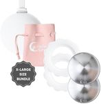 Cradle & Grace Silver Nursing Cups & Bloom Bands, Pure 999 Silver Nipple Shield & Silicone Comfort Rings, Nursing Moms Breastfeeding Essentials Bundle, White, X-Large