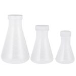 Milisten Plastic Flask 3Pcs Laboratory Flask Conical Flask Erlenmeyer Flask Flask Set with Screw Cap for Laboratory Students Kids Chemistry Educational Learning Toys, 50ml+ 100ml+ 500ml Chemistry Set