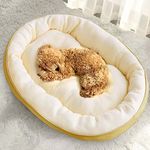 Fluffy's Nylon Dog Bed for Dogs & Cats, Durable Warm Dog Bed, Washable Sleeping Puppy Bed, Soft Calming Cat Beds for Indoor,Outdoor (Beige, Medium)