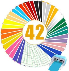 UIOK Smart Vinyl Permanent per Cricut Joy, Vinile Permanente 36 Vinile Adesivo e 6 Carte di Trasferimento, Vinile Adesivo Permanente30,5x 14cm Pellicola per Plotter in Vinile per Tazze Fai da te