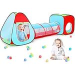 Sanobear Kids Play Tent with Ball Pit+Crawl Tunnel+Castle Tent, Pop Up Toddlers Playhouse for Boys and Girls Gift, Collapsible Children Toy Indoor Outdoor Games (3Pcs Mesh)