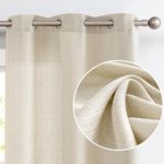 JINCHAN Beige Linen Textured Curtains 72 Inch Long 2 Panels for Living Room Bedroom Grommet Top Light Filtering Window Drapes for Bedroom Heathered Beige