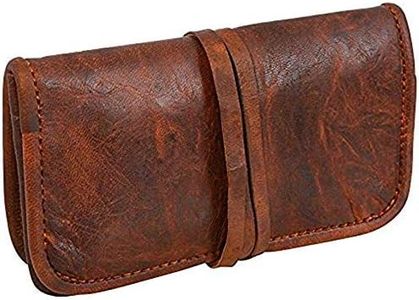 The Vintage Stuff Genuine Leather Tobacco Smoking Pipe Bags Stash Case Medicine Lock Bag Make-Up Wrap Case Stationery Battery Headphone Holder Travel Storage Container Vintage Brown Unisex Pouch