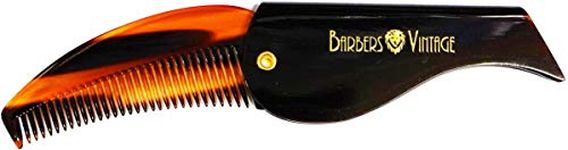 Barbers Vintage Folding Comb (Tortoise Shell Finish). Deluxe Handmade Pocket Flip Comb for Men. Perfect Grooming Beard & Moustache Comb. (Small)