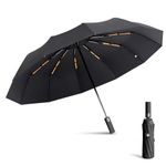 Exquisgoods 24K Strongest Windproof Travel Compact Umbrella Sturdy Frame Automatic Umbrella for Women & Men (Black)