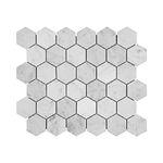 Adolif Carrara White Marble Mosaic Tile, 100% Natural Marble, Polished, Carrara White Marble Mosaic for Kitchen Bathroom Wall Floor Backsplash Shower, 5 Sheets, 2 Inch Hexagon