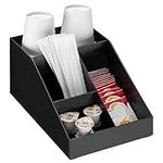 Navaris Coffee Station Organizer 4 Compartments - Coffee Organizer Station for Sugar, Creamer, Cup, Tea - Coffee Bar Organizer for Office and Kitchen Countertop Organization