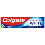 Colgate Advanced White Toothpaste 125ml | teeth whitening toothpaste | clinically proven whitening | whitens in 10 days | with active micro-cleansing crystals | new stain prevention | enamel safe