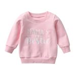 Sinipart Toddler Infant Baby Girls Pullover Sweatshirt Long Sleeve T-Shirt Tops Fall Clothes Mama's Bestie Letter Print Coat Pink 6-9 Months