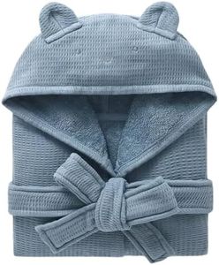 UERJTWXW Kids Hooded Bathrobe 100% Cotton Pajama Robe, Boys and Girls Soft Towel Morning Gown, 2-12 Spa Toddler Long Bathrobe (US, Age, 9 Years, 12 Years, Blue)