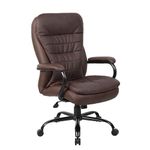 Boss Office Products Heavy Duty Double Plush LeatherPlus Chair with 350lbs Weight Capacity in Bomber Brown