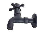KUNGYO Vintage Cold Water Tap with Single Cross Handle G1/2 Interface - Wall Mounted Sink Tap for Bathroom Lavatory Garden(Black ORB)