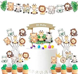 Jungle Animals Baby Shower Decoration Set , Safari Animals Bundle Theme Party Supplies for Baby Shower for Baby.