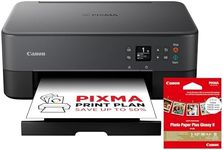 Canon PIXMA TS5350i Wireless Colour 3-in-One Inkjet Printer, Photo Paper Bundle (Black) - Compatible with PIXMA Print Plan; includes PP-201 Glossy II Photo Paper Plus, 20 sheets