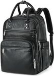 LORADI 18 Pockets Diaper Bag Backpack with Wet Pockets and Stroller Clips, Convertible Tote Bag (Faux Leather, Black)