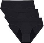 Neione Period Underwear Menstrual Panties Moderate Flow Breathable Modal Hipster Women Post Partum Panty 3 Pack Black M