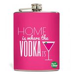 Designer Hip Flask 7 Oz - Nutcase - Home is Where The Vodka is