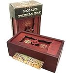 Good Luck Puzzle Box Secret - Money and Gift Card Holder in a Wooden Magic Trick Lock with Hidden Compartment Piggy Bank Brain Teaser Game